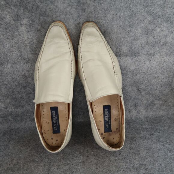 San Meldini Shoes Mens 43 Loafers Slip On Snip Toe Moc Leather Italian Classic - Picture 8 of 16